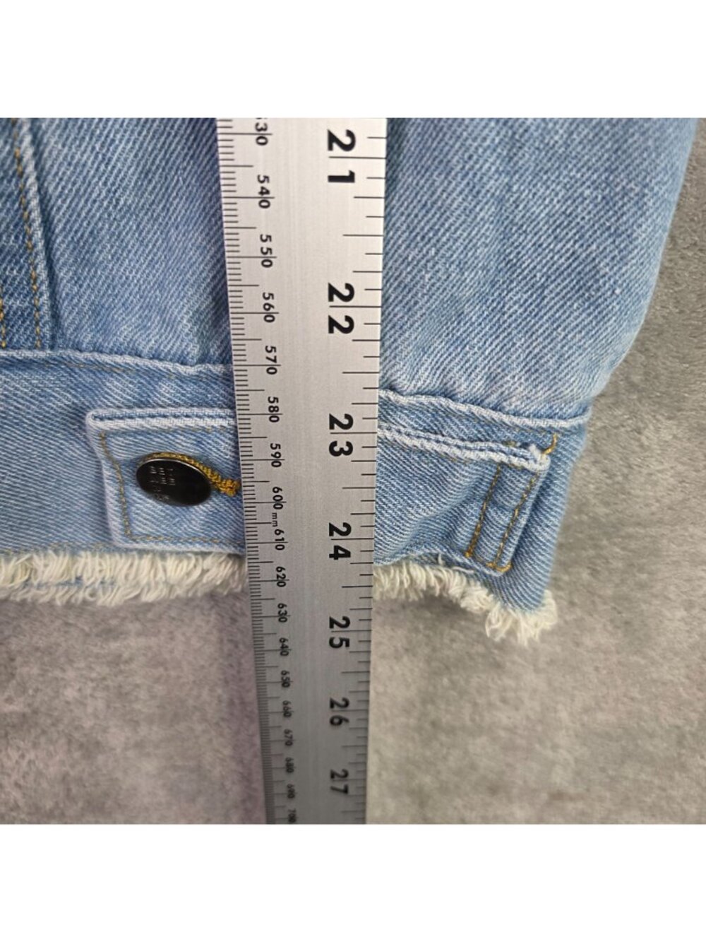 Womens Between Us Pearl Embellished Distressed Blue Denim Jacket 100% Cotton M - Picture 8 of 9